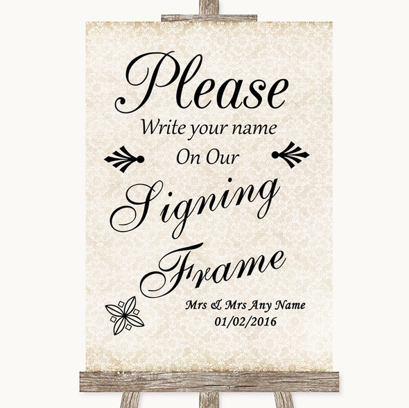 Shabby Chic Ivory Signing Frame Guestbook Customised Wedding Sign