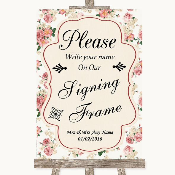 Vintage Roses Signing Frame Guestbook Customised Wedding Sign