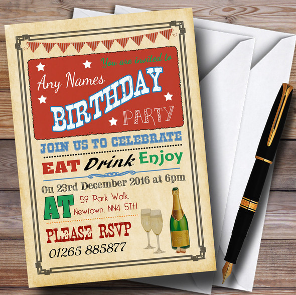 Parchment Vintage Customised Birthday Party Invitations