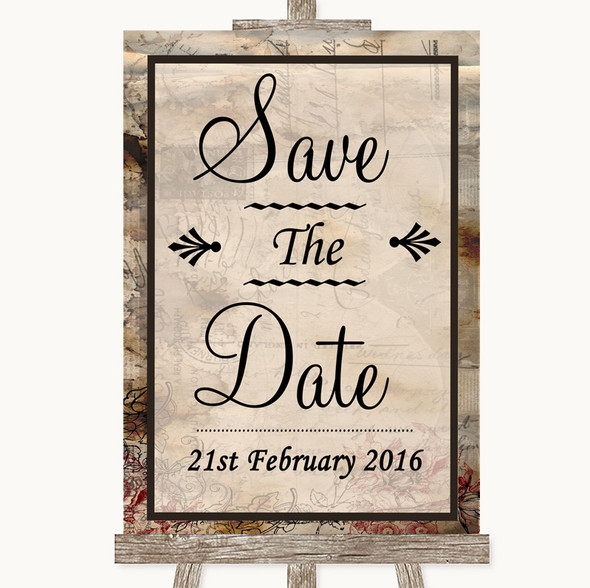 Vintage Save The Date Customised Wedding Sign