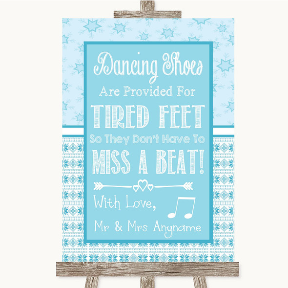 Winter Blue Dancing Shoes Flip-Flop Tired Feet Customised Wedding Sign