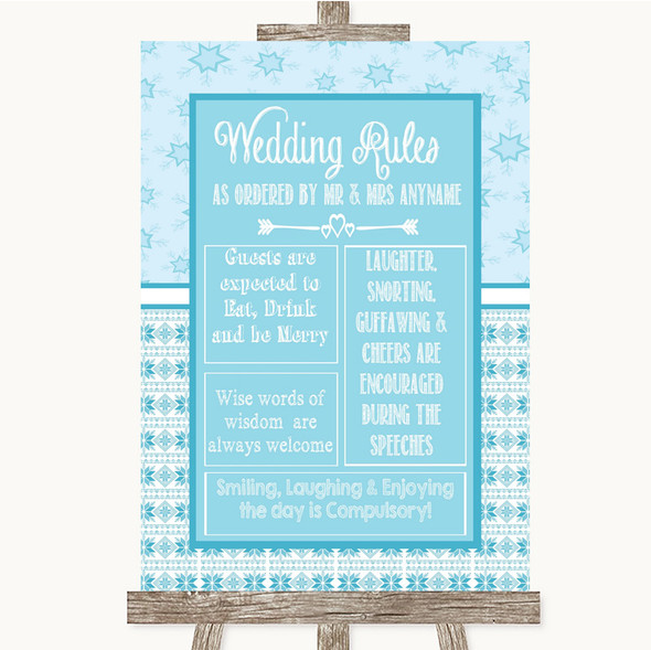 Winter Blue Rules Of The Wedding Customised Wedding Sign