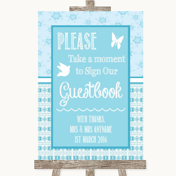 Winter Blue Take A Moment To Sign Our Guest Book Customised Wedding Sign
