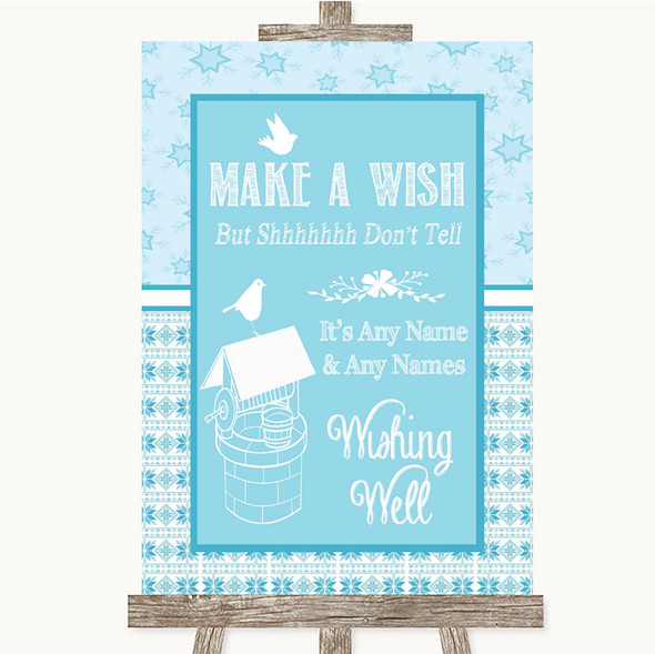 Winter Blue Wishing Well Message Customised Wedding Sign