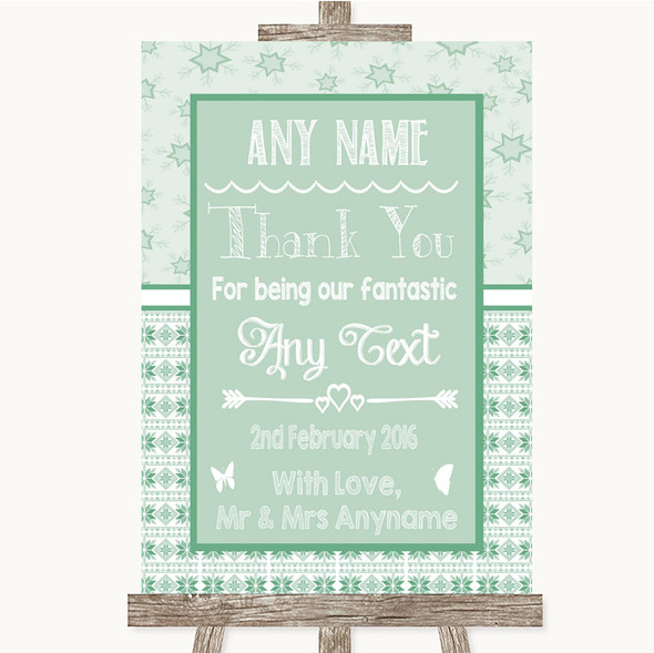 Winter Green Thank You Bridesmaid Page Boy Best Man Customised Wedding Sign