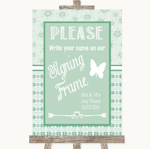 Winter Green Signing Frame Guestbook Customised Wedding Sign