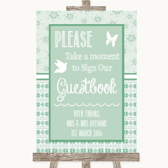 Winter Green Take A Moment To Sign Our Guest Book Customised Wedding Sign