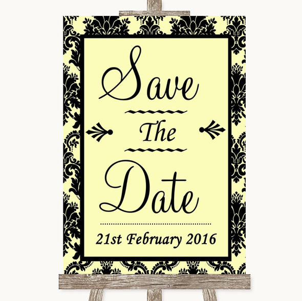 Yellow Damask Save The Date Customised Wedding Sign