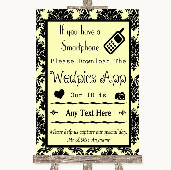 Yellow Damask Wedpics App Photos Customised Wedding Sign