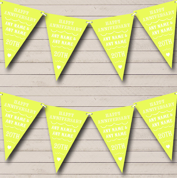 Vintage Text Any Year Yellow Wedding Anniversary Party Bunting