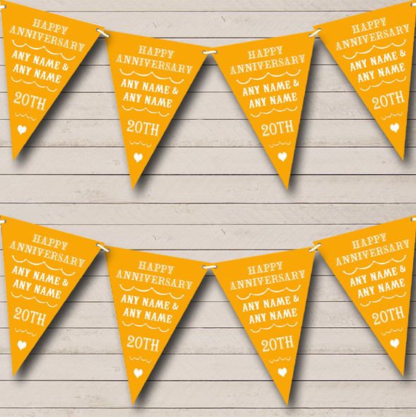 Vintage Text Any Year Orange Wedding Anniversary Party Bunting