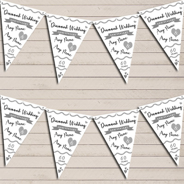 Party Decoration Diamond 60th Wedding Anniversary Bunting Garland Party Banner