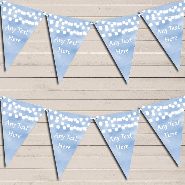 Blue Watercolour Lights Wedding Anniversary Bunting Garland Party Banner