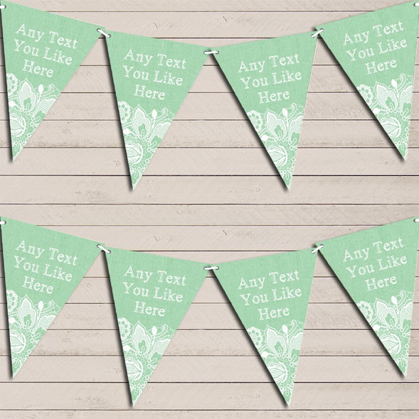 Green Burlap & Lace Wedding Anniversary Bunting Garland Party Banner