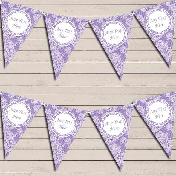 Lace Pattern Purple Wedding Anniversary Bunting Garland Party Banner