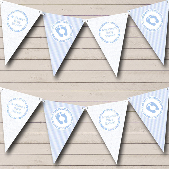 Boy Blue Stripes Diamonds Baby Shower Bunting