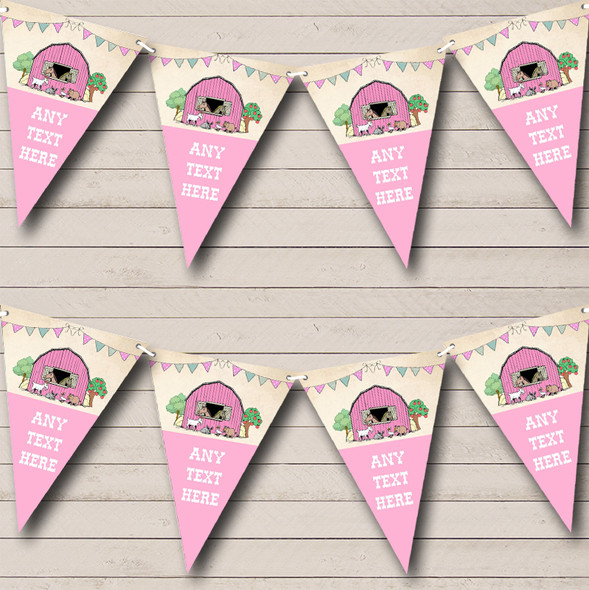 Farm Animals Pink Girls Baby Shower Bunting