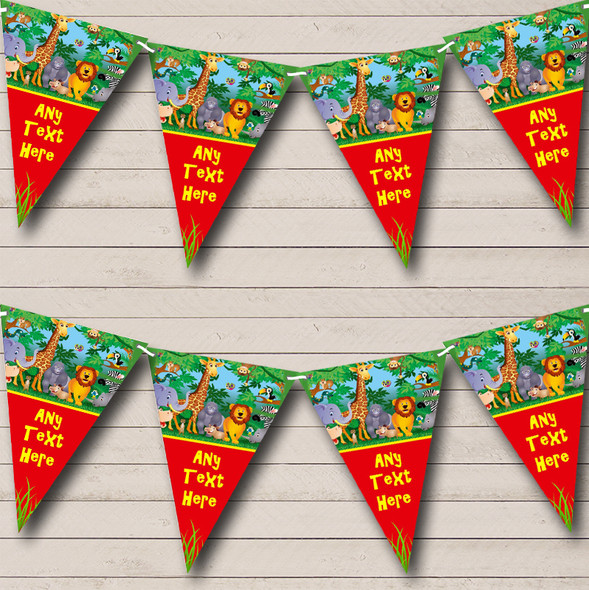 Red Jungle Animals Baby Shower Bunting