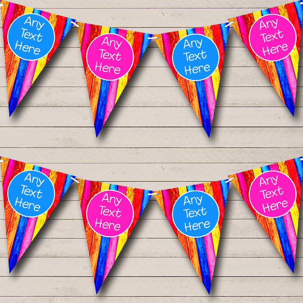 Wood Rainbow Colours Baby Shower Bunting