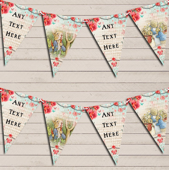 Peter Rabbit Rustic Vintage Shabby Chic Floral Baby Shower Bunting