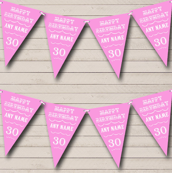 Vintage Text Any Age Birthday Baby Pink Birthday Party Bunting