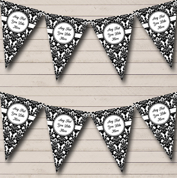 Traditional Black And White Damask Birthday Party Bunting