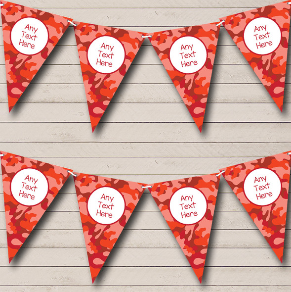 Red Orange Camouflage Birthday Party Bunting