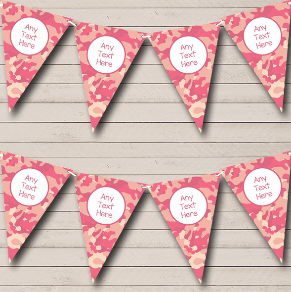 Pink Peach Camouflage Birthday Party Bunting