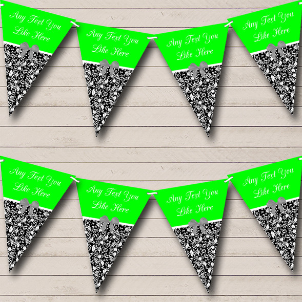 Lime Green Damask Shabby Chic Vintage Birthday Party Bunting