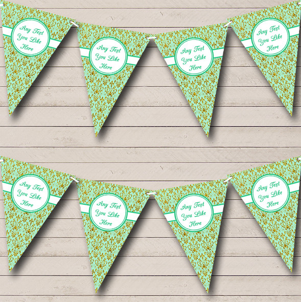 Gold And Mint Green Vintage Damask Birthday Party Bunting