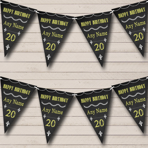 Chalkboard Style Black White & Yellow Birthday Party Bunting