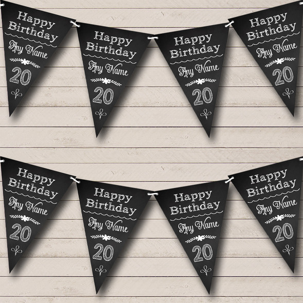 Chalkboard Look Black White Birthday Party Bunting