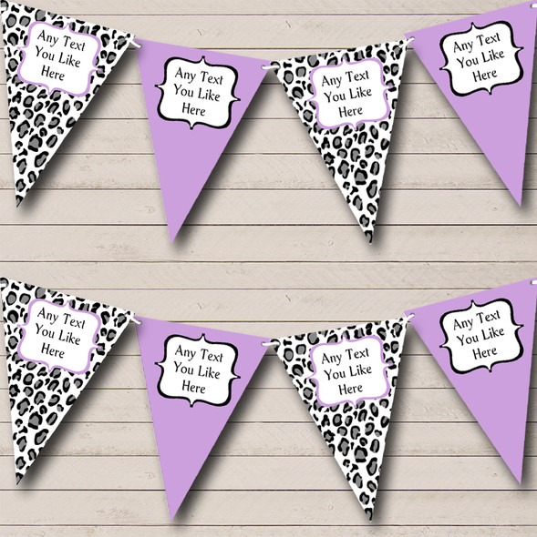 Black White & Lilac Animal Print Birthday Party Bunting