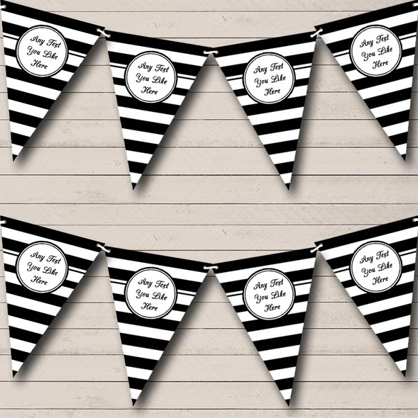 Black And White Horizontal Stripes Birthday Party Bunting