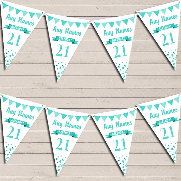 Any Age Birthday 18Th 21st 30th 40th 50th 60th Aqua Blue Birthday Bunting