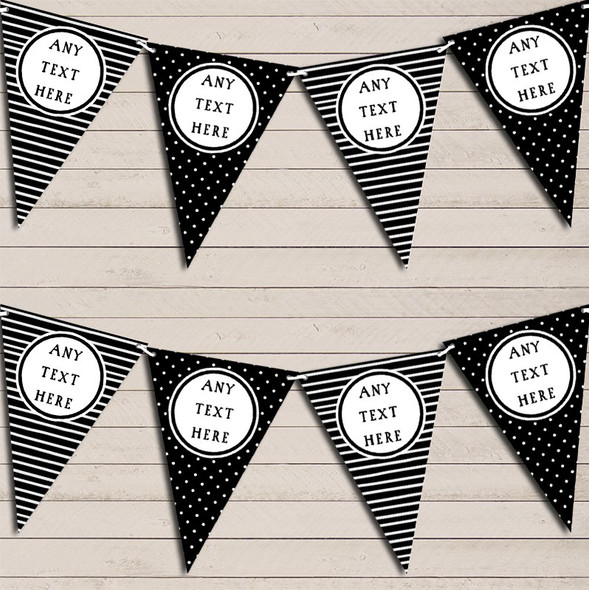 Stripes & Polka Dot Black & White Birthday Bunting