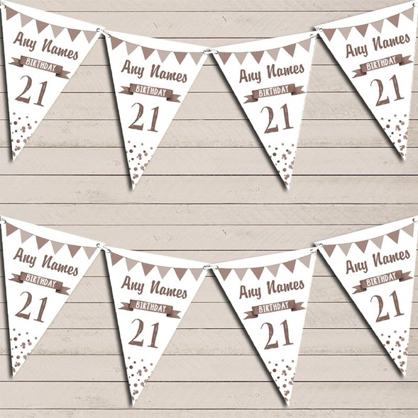 Any Age Birthday 18Th 21st 30th 40th 50th 60th Taupe Brown Birthday Bunting