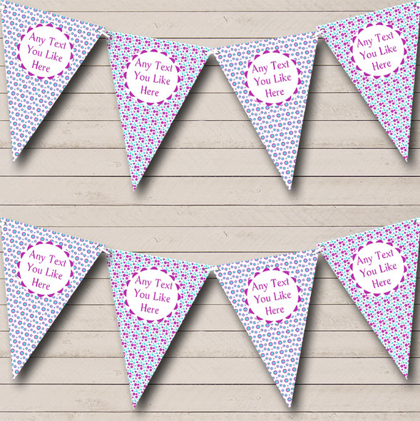 Purple And Aqua Spots Dots Carnival Fete Street Party Bunting