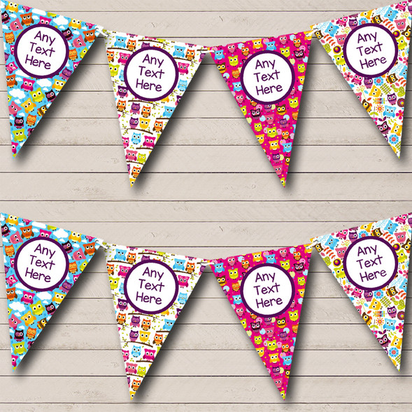 Pretty Colourful Owl Children's Birthday Party Bunting