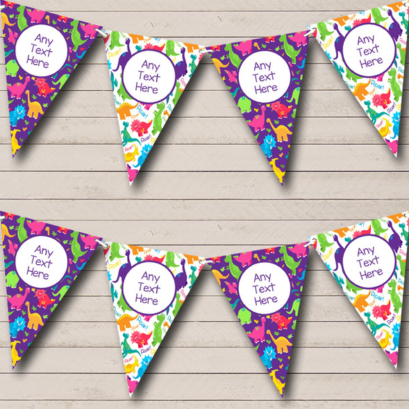 Dinosaur Colourful Purple Children's Birthday Party Bunting