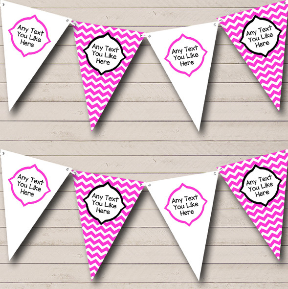 Chevron Stripes Hot Pink & White Children's Birthday Party Bunting