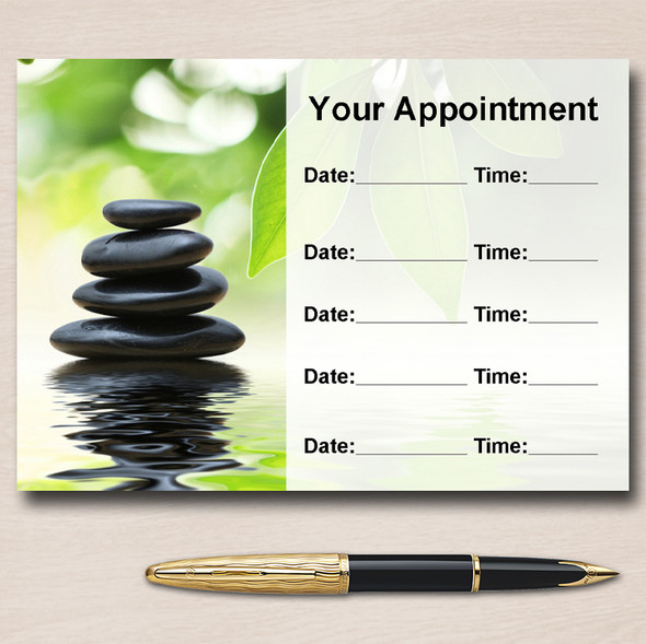 Beauty Salon Spa Treatment Massage Black Stones Personalised Appointment Cards