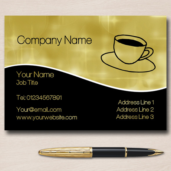 Gold Black Coffee Personalised Business Cards