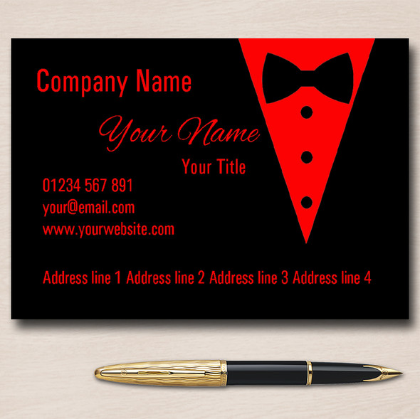 Tuxedo Black And Red Personalised Business Cards