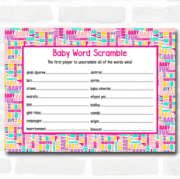 Fun Words Baby Shower Games Word Scramble Cards