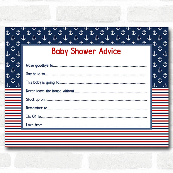 Nautical Baby Shower Games Advice To Parents Cards