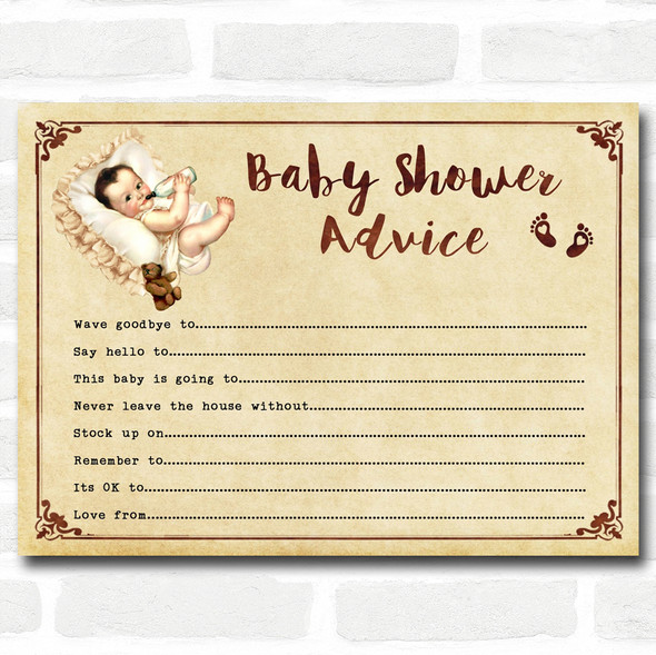 Vintage Baby Shower Games Advice To Parents Cards