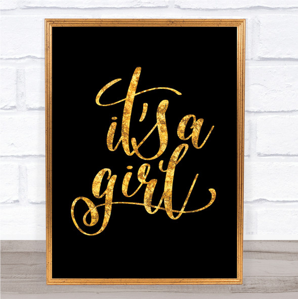 A Girl Quote Print Black & Gold Wall Art Picture