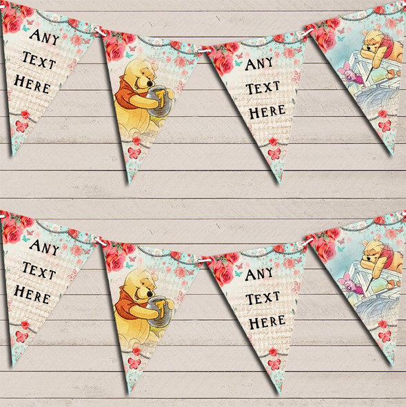 Winnie The Pooh Rustic Vintage Shabby Chic Floral Children's Birthday Bunting