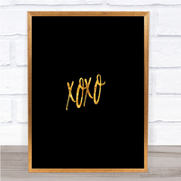 Xoxo Quote Print Black & Gold Wall Art Picture